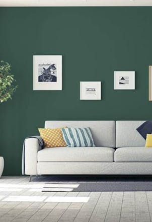 living room painted with our midnight clover paint
