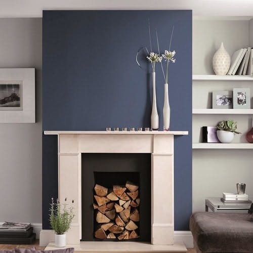 modern blue and white living room 