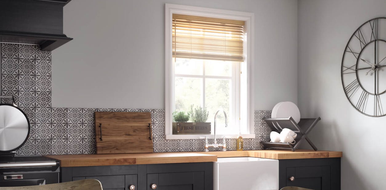 Blue-greys are ideal in kitchens, bathrooms and home offices, too.