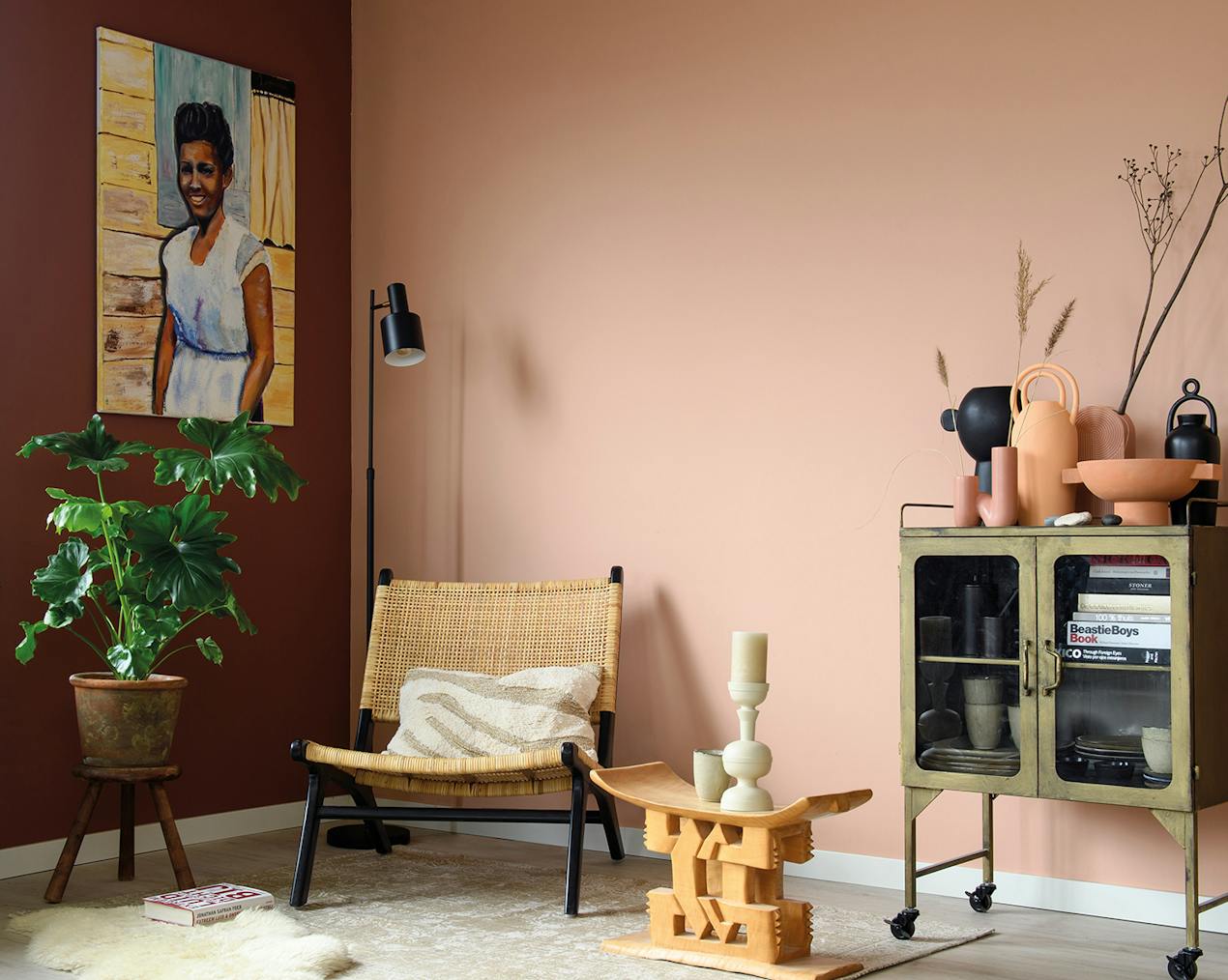 red and pink living room walls 