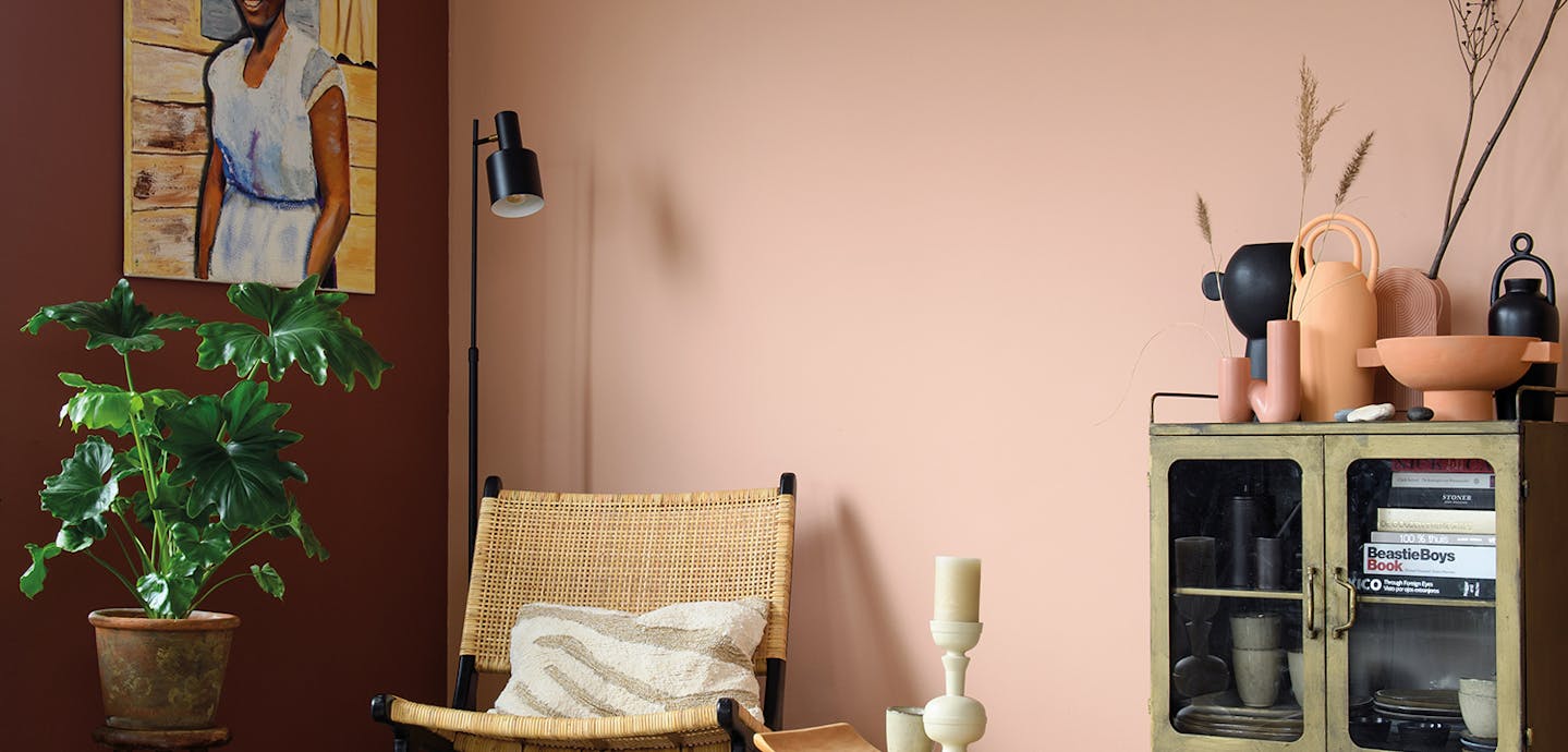 red and pink living room walls 