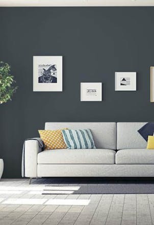 living room wall painted with Midnight Ocean