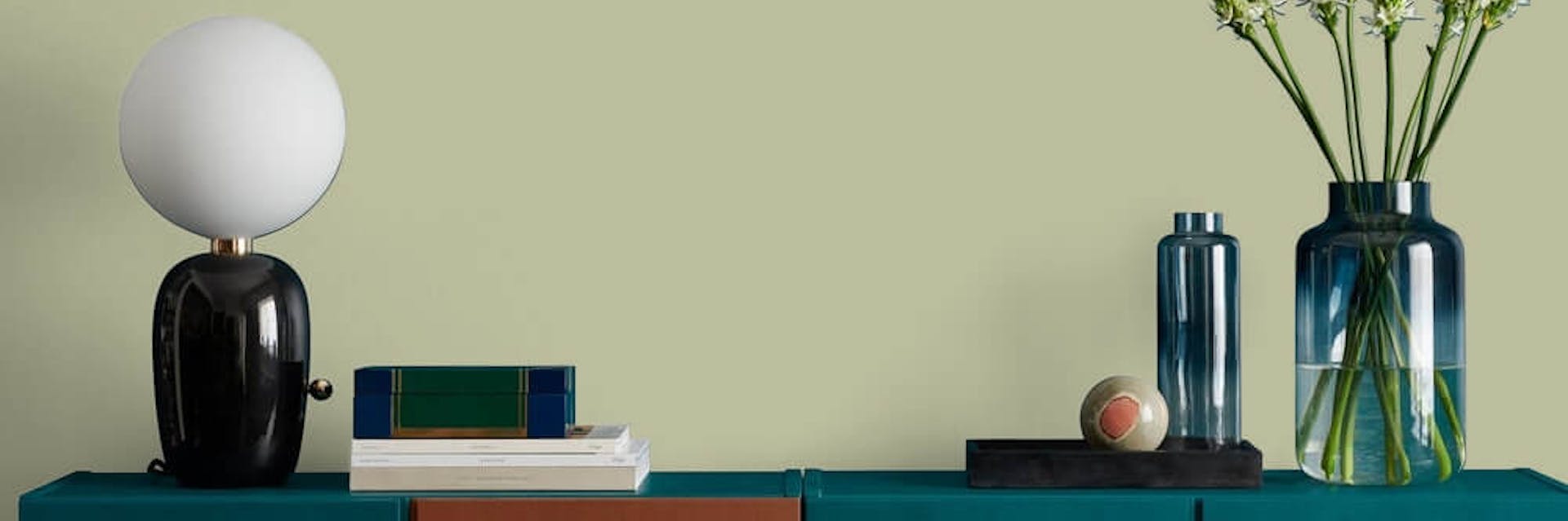 wall painted with a light sage green 