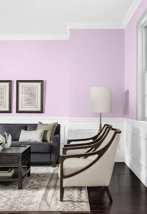 living room painted with baby blossom paint